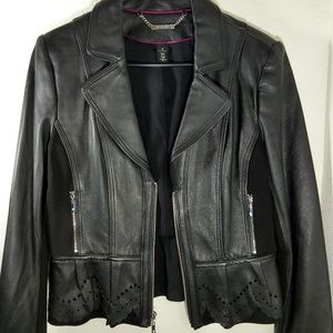 White House Black market peplum leather jacket